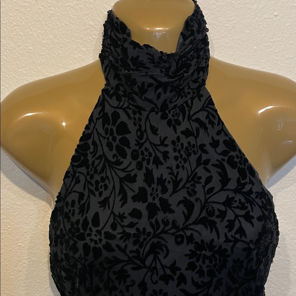 Size 6 Vintage Lauren Ralph Lauren Black Velvet Backless Gown
